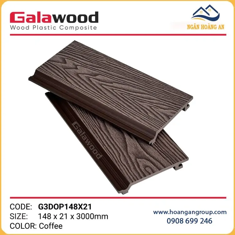 Tấm Ốp Gỗ Nhựa Ngoài Trời Galawood G3DOP148X21 Coffee